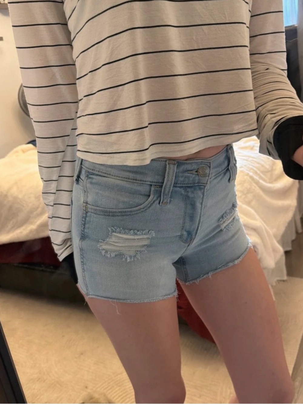 Hollister Co. Light Blue Distressed Denim Women's Shorts